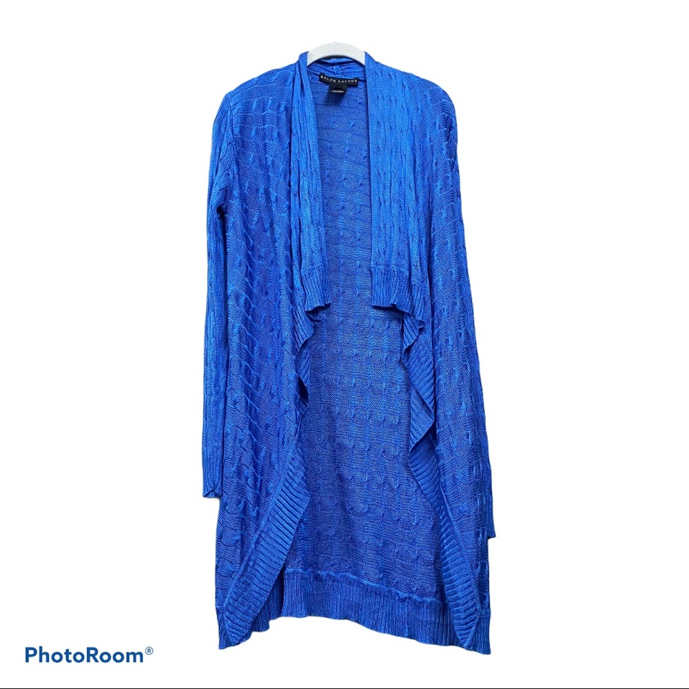 Ralph Lauren black label blue silk open cardigan